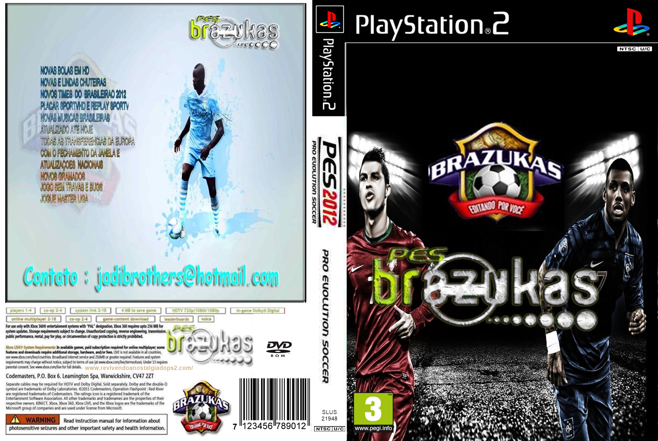 Revivendo a Nostalgia Do PS2: PES BRAZUKAS 2012 V 3.0 DVD ISO PS2